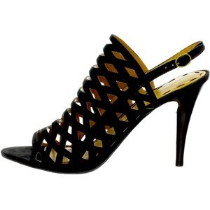 Nine West Black Leather Slingback Heels